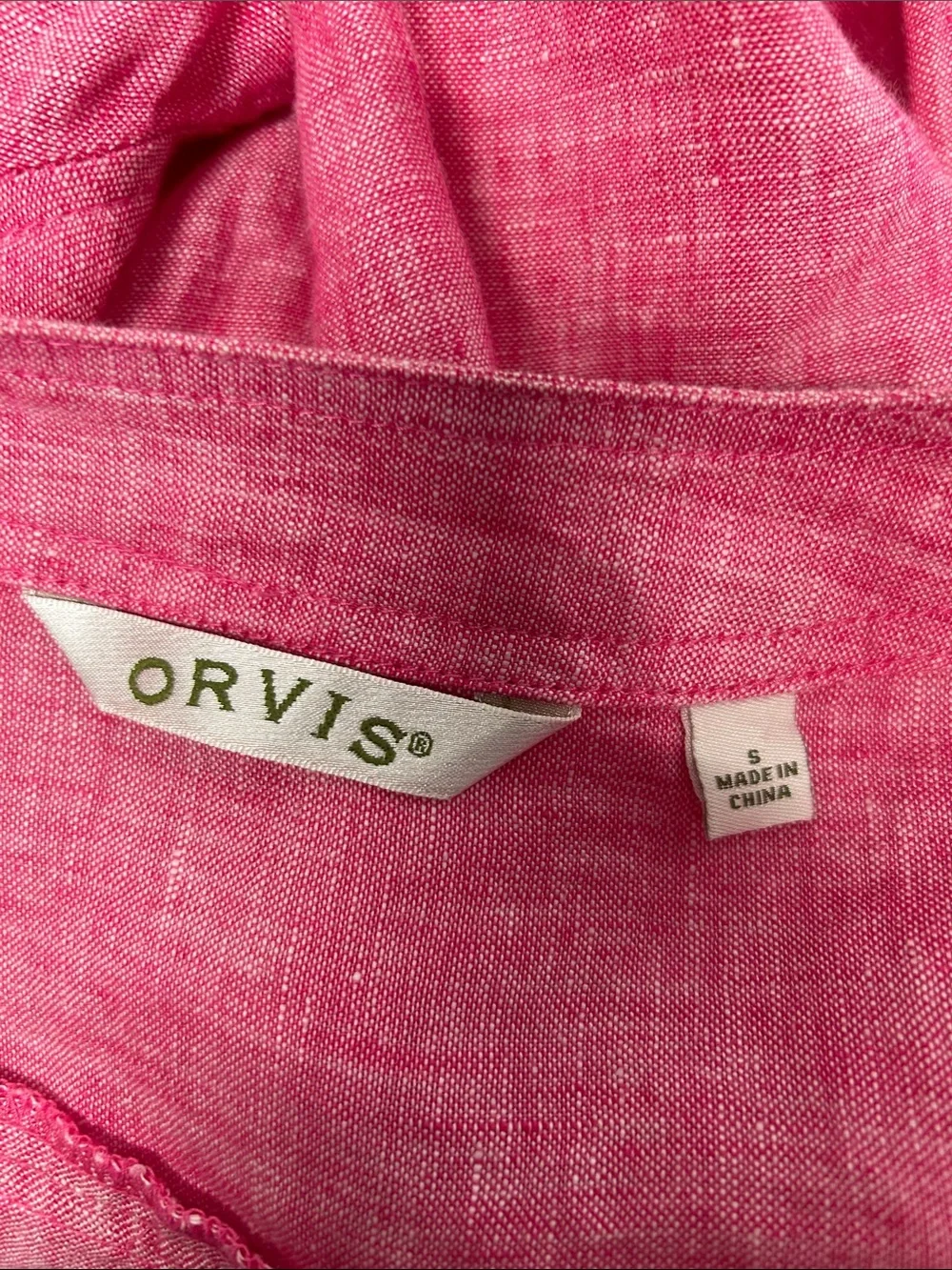 Pink Linen Top - 100% Linen orvis v neck